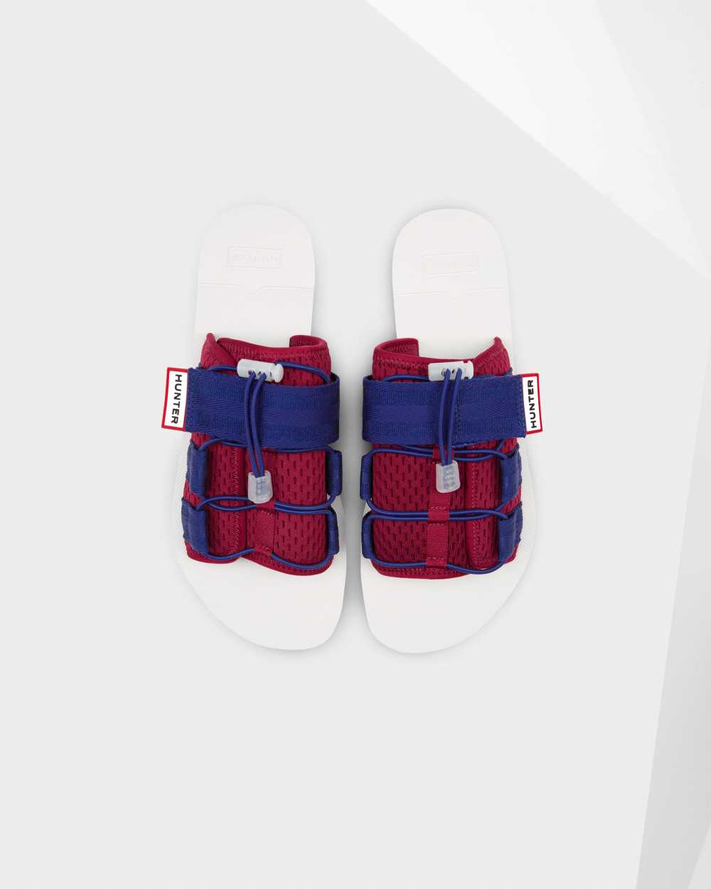 Mens Hunter Original Beach Slides Red/Blue | RGWIJM-764